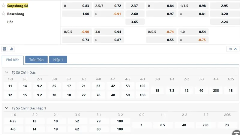 Bang Ty Le Keo Sarpsborg Vs Rosenborg